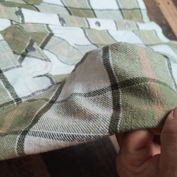 Wonder Nation Shacket Green White Plaid Thick Flannel Sz LG 10-12 Kid Unisex - Picture 4 of 14